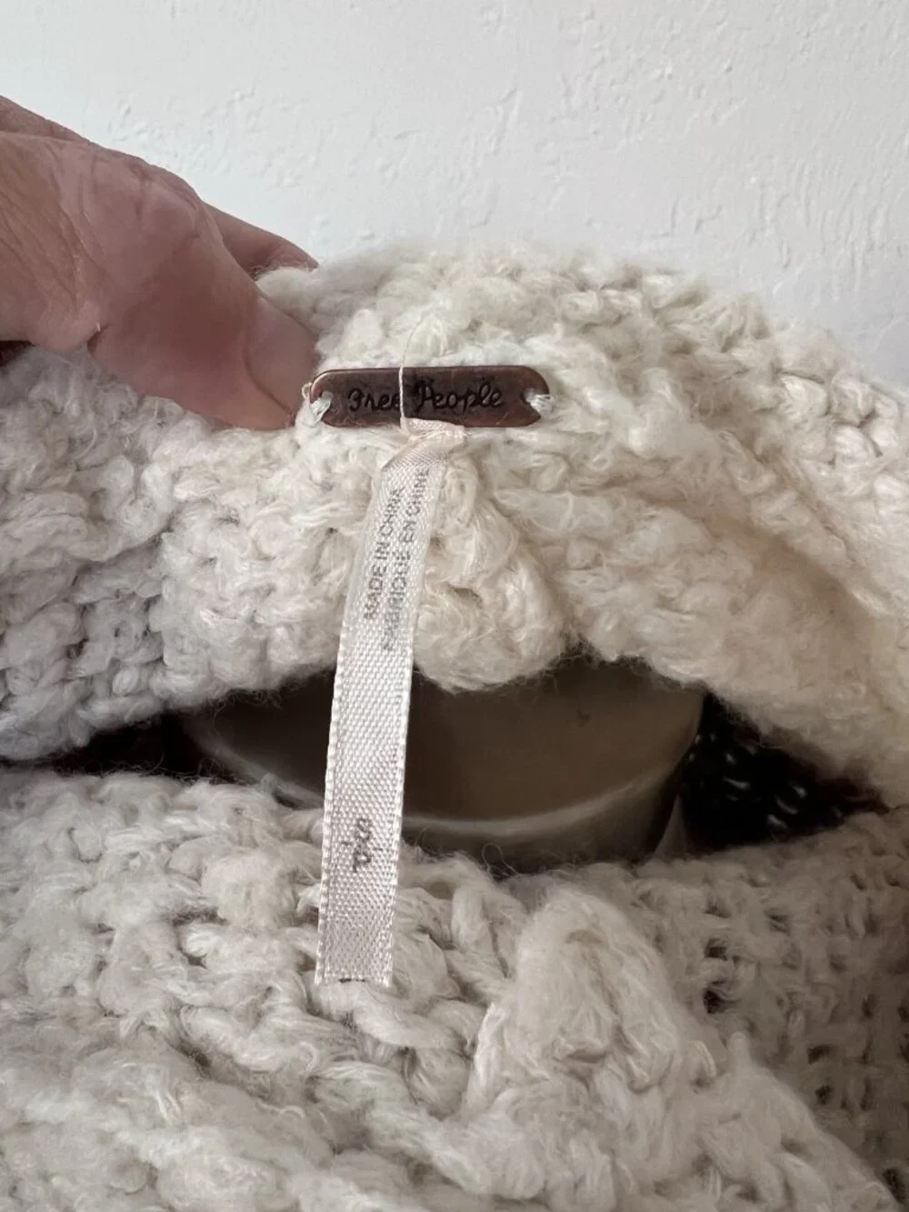 Free People Turn Around Chevron Chunky Knit Sweater Cream Grey Multicolor Small